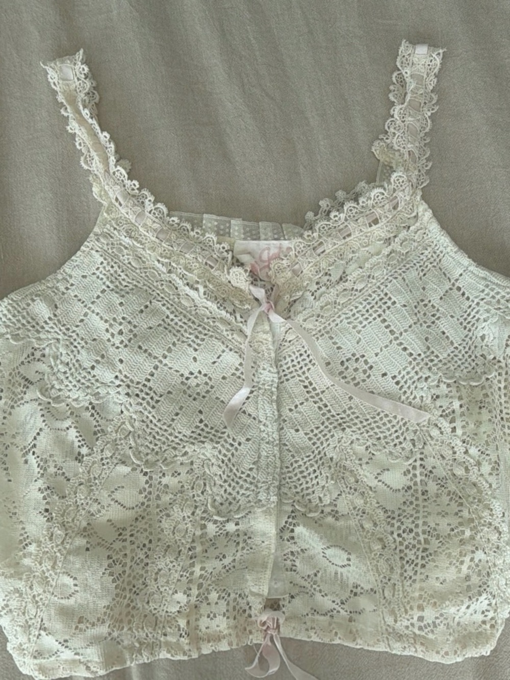 Crochet and lace cream top